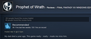 Illustration for article titled Final Fantasy XV, As Told By Steam Reviews